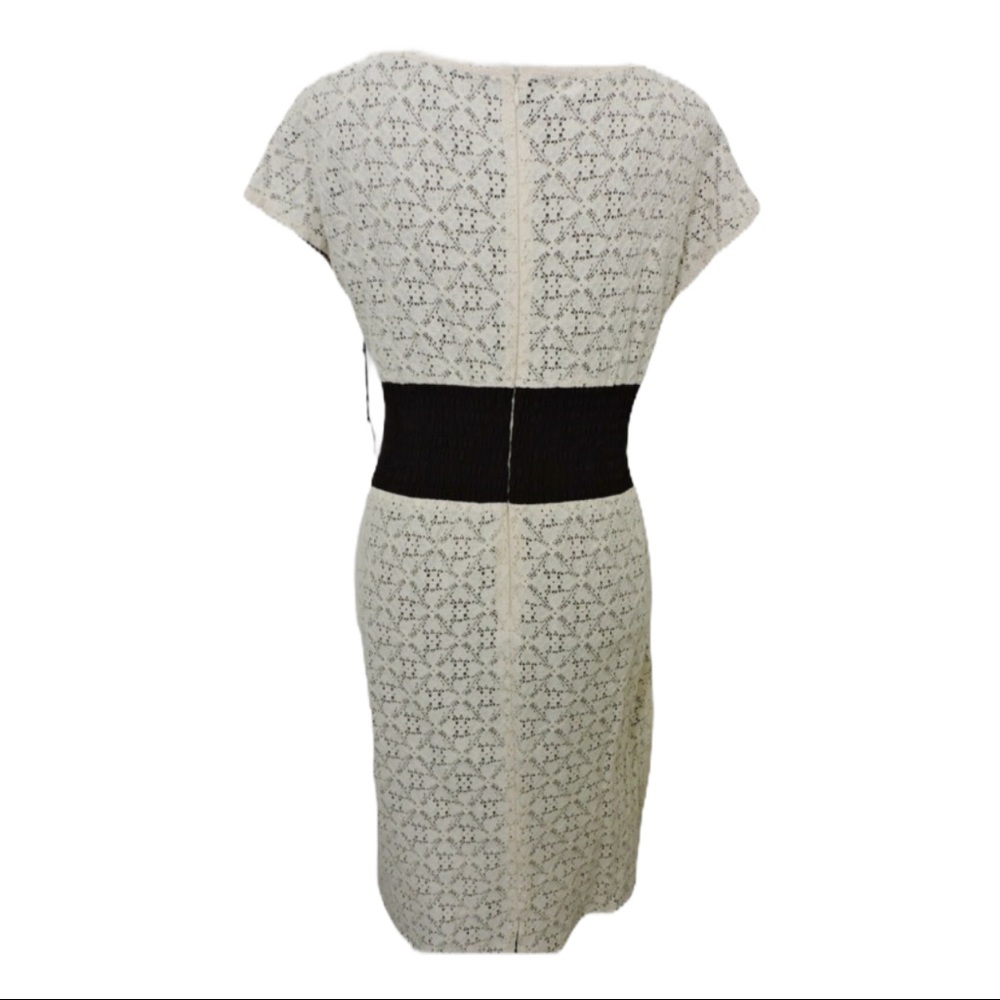 Kate Hill Dress Lace Cream Brown Sheath 12P - Picture 2 of 4